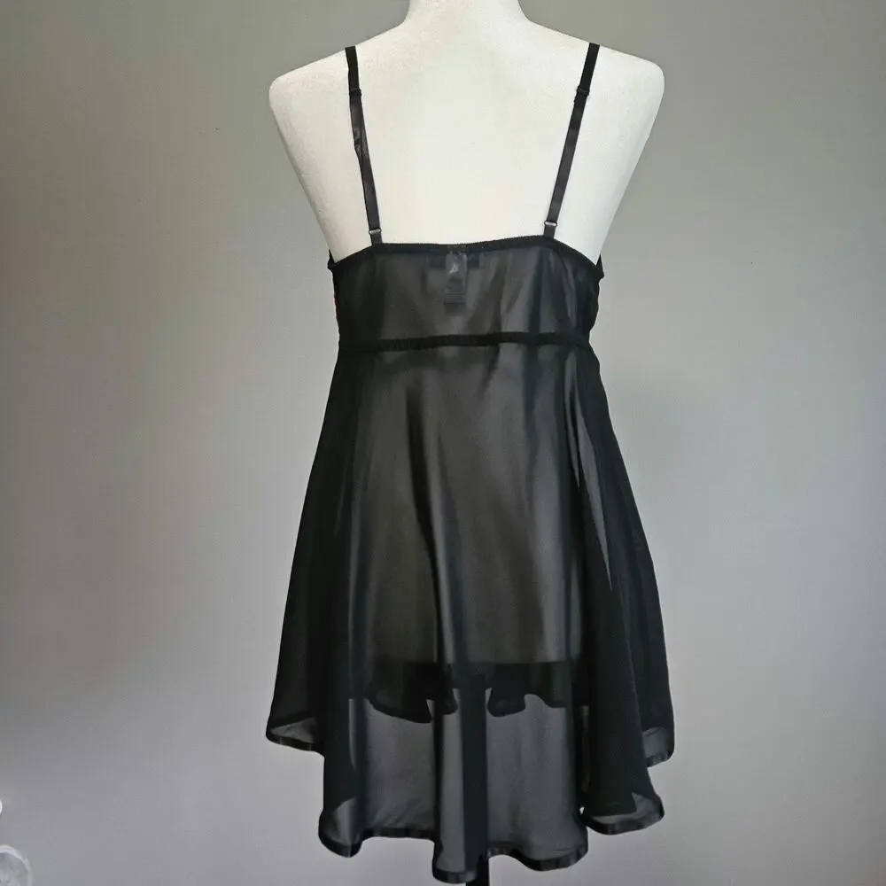 Cinema Etoile Lingerie Size L Black Red Lace Vamp Whimsygoth Mesh Festival Dress